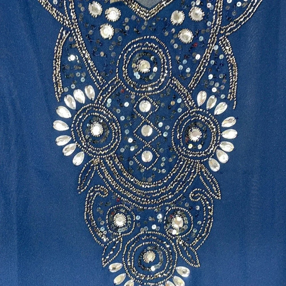 Midnight Velvet Sequins-Rhinestone Tunic Sz L - Picture 6 of 7